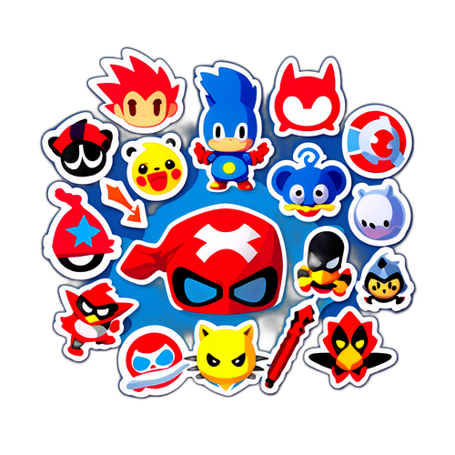 人気ゲームキャラクターのアートスタイルによる再配置シール