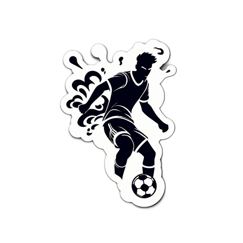 Стикер с символами удара в футбол и дымом