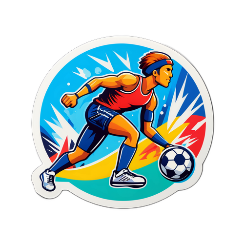 Стикер в поп-арт стиле, представляющий спортивное событие