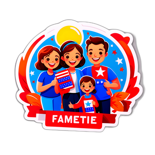 家族で選挙を楽しむステッカー