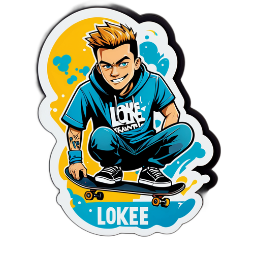 Sticker av Loke Krantz med skateboard