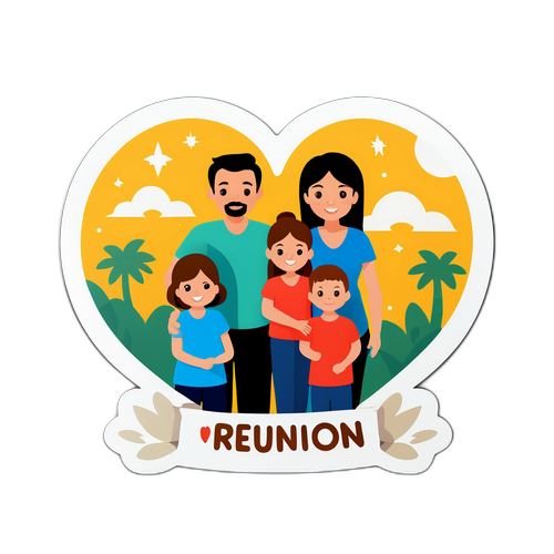 家庭团聚爱心贴纸