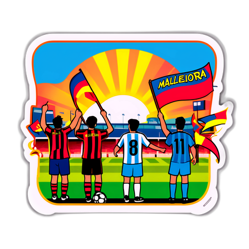 Nostalgikong Sticker ng Labanan ng Mallorca at Barcelona sa ilalim ng Takipsilim