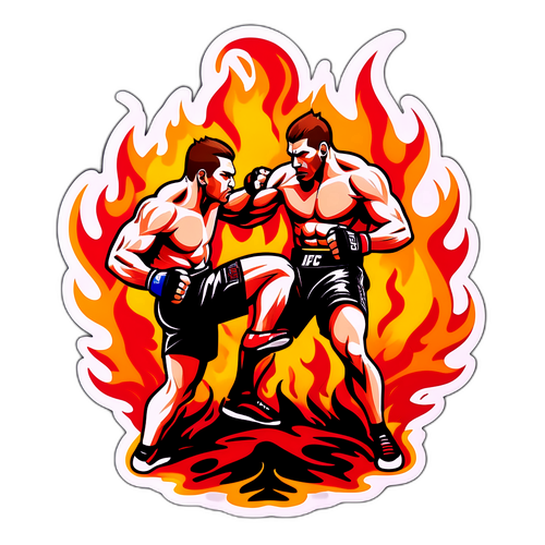 Sticker Bertema UFC dengan Penyerang Intense