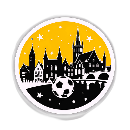 Bruges Silhouette with Soccer Balls
