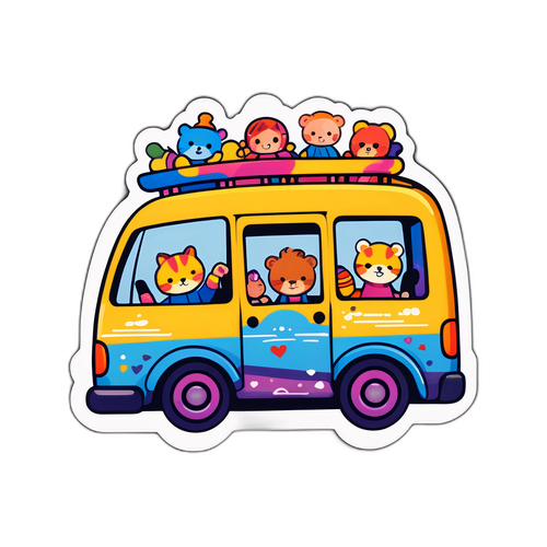 Цветной вагончик с весёлыми персонажами