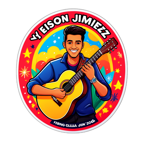 Sticker de Yeison Jiménez con su guitarra