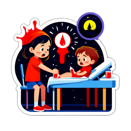 惊讶的场景：夜晚在家抽血