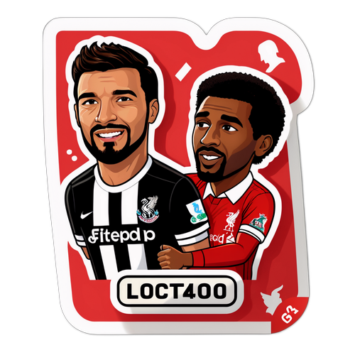 Унікальна наклейка, що зображає матч Ліверпуля - Ньюкасла, з емоційними фігурами гравців