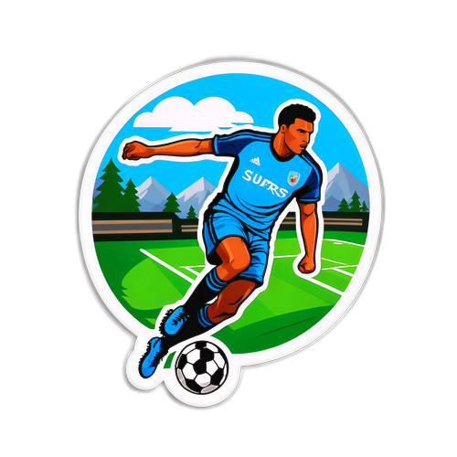 สติ๊กเกอร์นักฟุตบอลที่มีความมุ่งมั่น