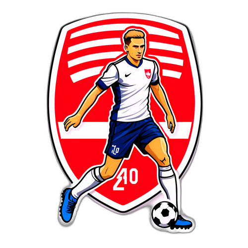 Vibrante sticker van een Poolse voetballer in actie