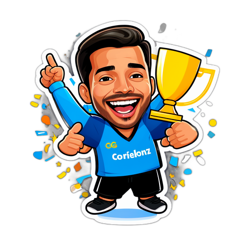 Caricature de Joel Álvarez célébrant une victoire