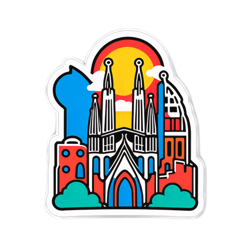 Наклейка с силуэтом Барселоны в минималистичном стиле