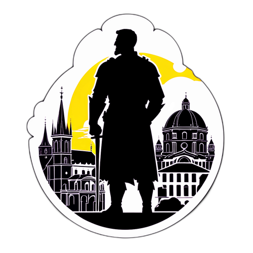 Silueta Ivana Trojana s ikonickými českými památkami