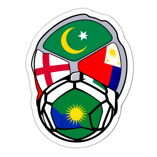 Sticker ng Bola ng Futbol na may Bandera ng Saudi Arabia at Pilipinas