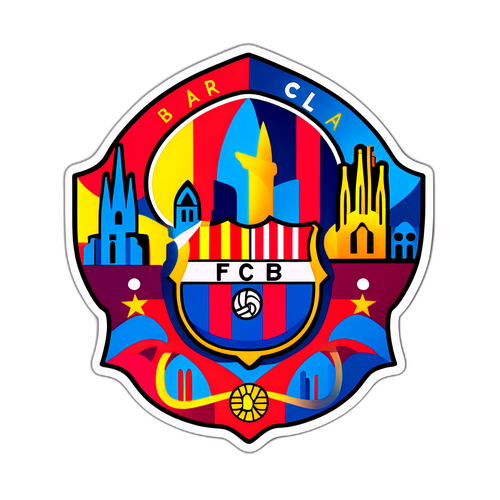 Stylisert klistremerke av Barcelona-logoen med katalansk kultur