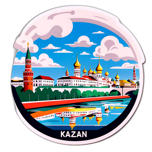 Казан: стильный вид на Казанский Кремль и реку