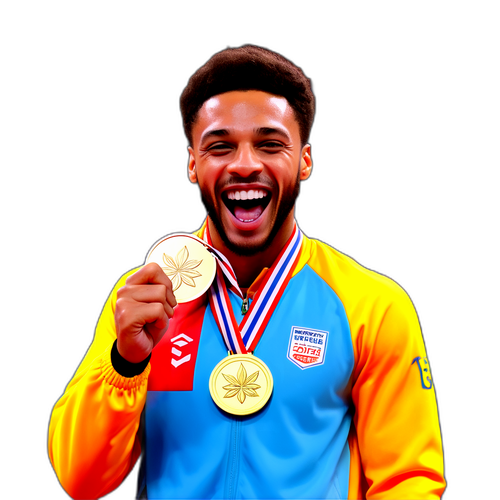 Sticker van Cyriel Dessers met gouden medaille