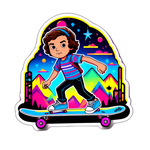 Adesivo a tema 'Stranger Things' con Max e skateboard