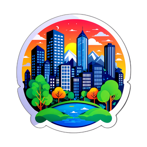 现代科技与自然融合的城市风景