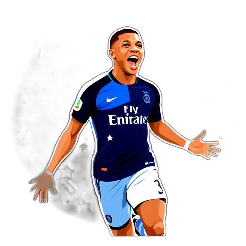 Sticker de Kylian Mbappé célébrant un but