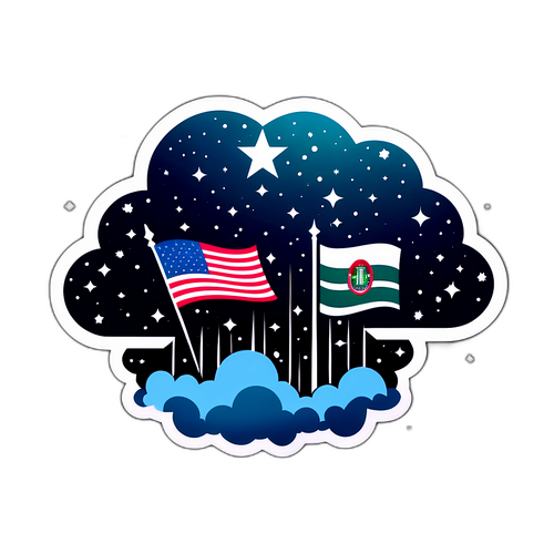 Diseño que muestra América y Fluminense en una nube de estrellas