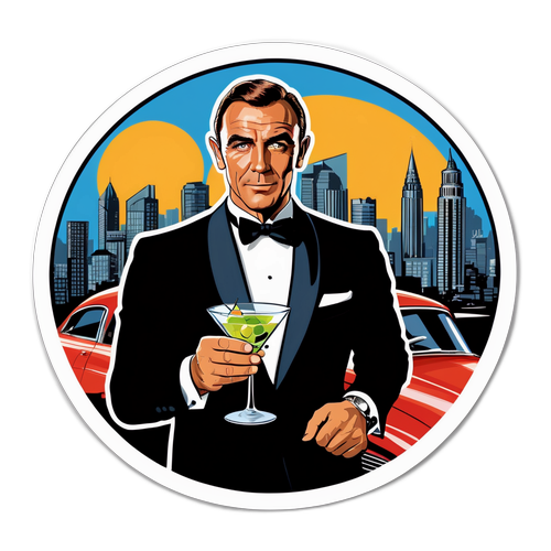 Vintage-inspirerad klistermärke med Sean Connery som James Bond