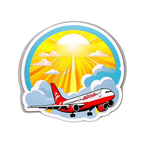 Sticker ng AirAsia na Lumilipad sa mga Ulap