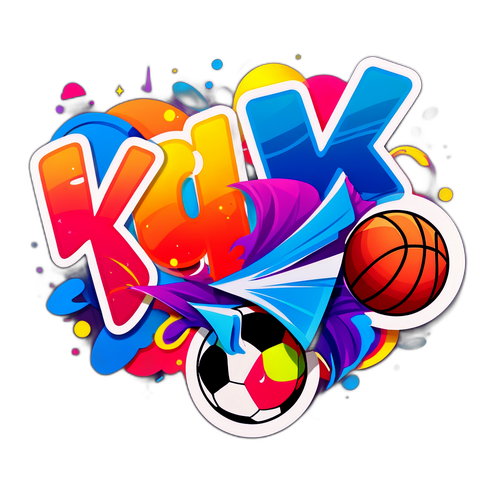 Élénk sportos matricák 'kick' felirattal