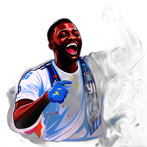 Autocolant cu Samuel Asamoah, sărbătorind o victorie