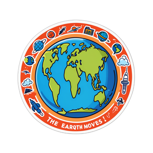Sticker Seni Globe dengan Ikon Gempa