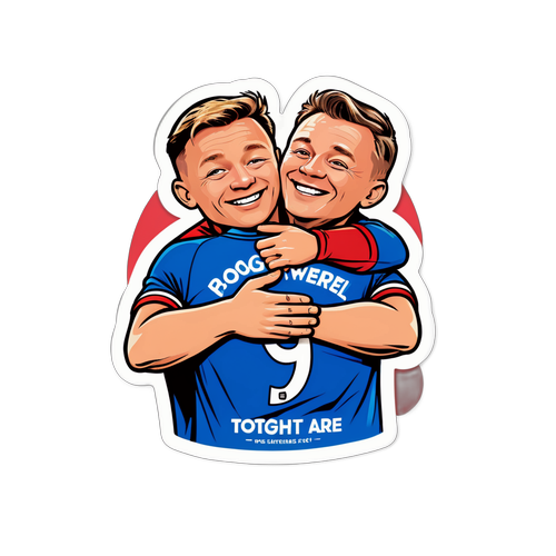 Наклейка с Солскьяером, обнимающим команду с лозунгом «Вместе мы сильны»