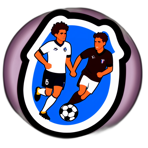 Sticker giao thoa giữa logo Atalanta và Torino với các cầu thủ bóng đá hoạt hình