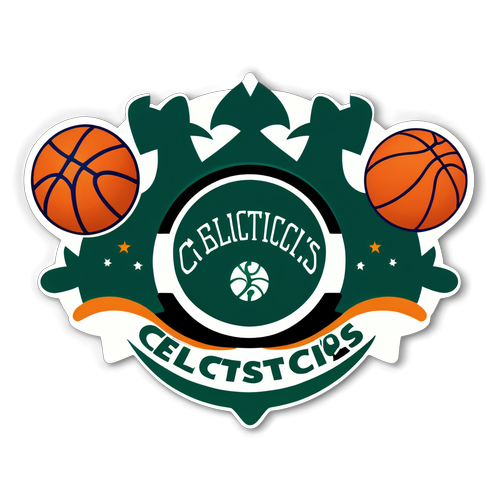 Sticker ng Celtics at Knicks na may mga Basketbol at Bituin