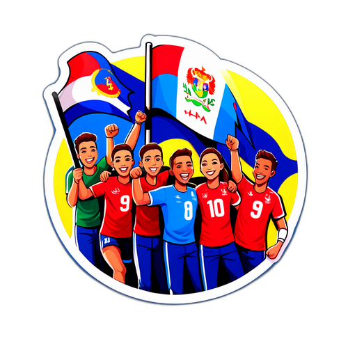 Sticker cu echipa Drita sărbătorind o victorie