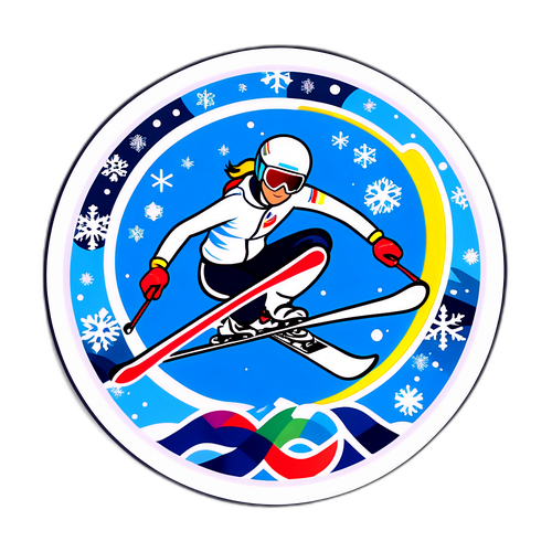 Adesivo Gioioso per lo Sci Alpino delle Olimpiadi Invernali 2026