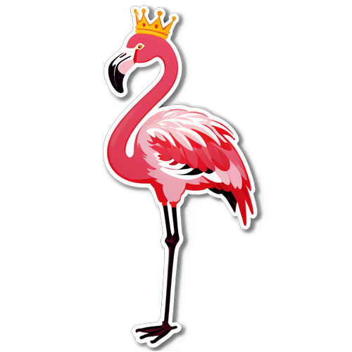 Sassy Flamingo with Crown Sticker