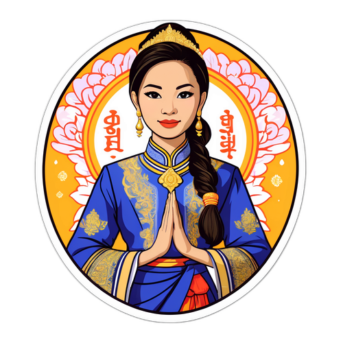 สติ๊กเกอร์ที่มีเพตองตาล ชินวัตรในชุดไทยสวยงาม