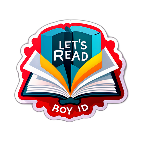 Minimalist illustration av en bok med texten "Låt oss läsa!"