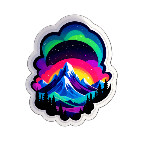 오로라가 있는 밤하늘 스티커