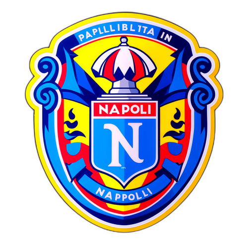 Nhãn dán năng động với logo Napoli và bối cảnh sân vận động
