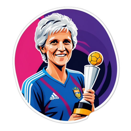Sterk klistremerke av Pia Sundhage med trofé