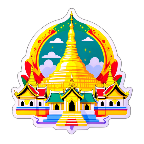 Sticker vibrante del Pagoda Shwedagon di Myanmar