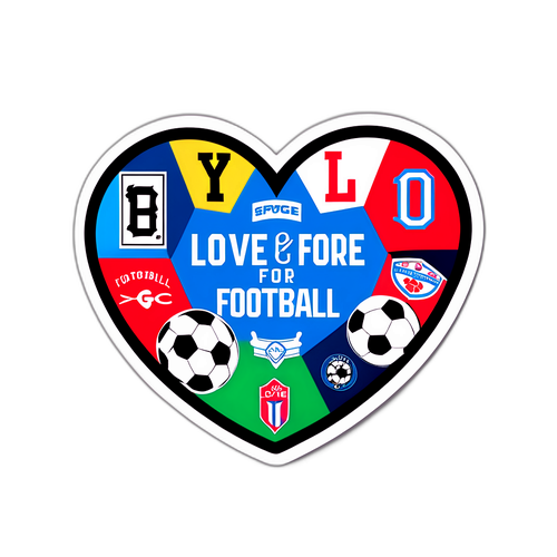 Rakkaus jalkapalloon -teemainen tarra