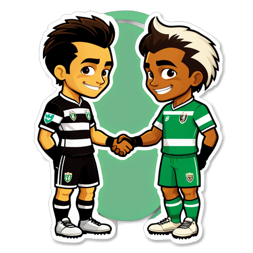 Sticker Maskot Bragantino dan Juventude Berjabat Tangan