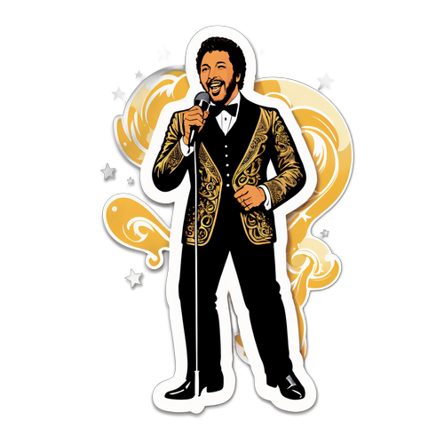 Sticker cu ilustrație vintage a cântărețului Tom Jones