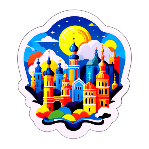 Стильний абстрактний наліпка, що відображає дух міста Житомира