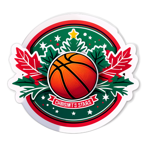 Malikhain na Sticker para sa Paskong Basketbol