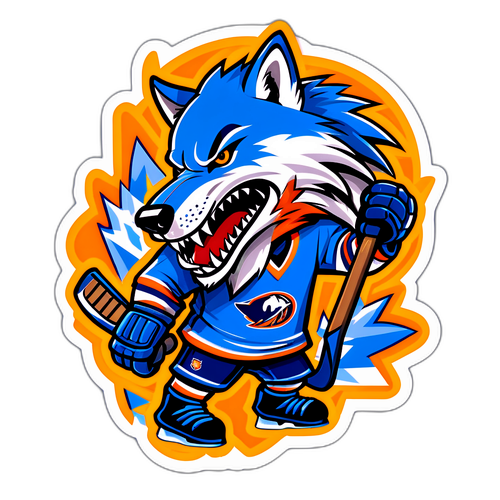 A Fierce Wolf Predator with Hockey Stick
