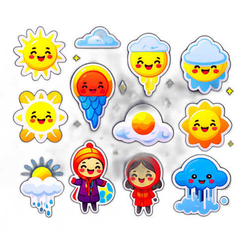 Karakter Cuaca yang Comel dan Berwarna-warni